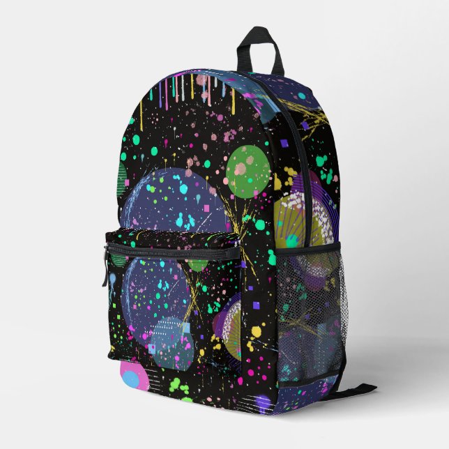 Celestial Celebrations: Maximalist Abstract Art  Bedruckter Rucksack (Rückseitige Ecke Rechts)