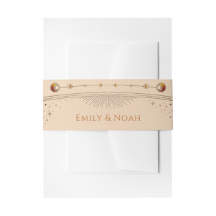 Celestial Champagne Gold Sun Moon Stars Hochzeit Einladungsbanderole