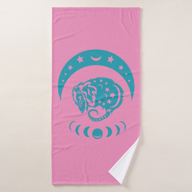 Celestial Cjüngsten Moon Possum Whimsical Nature Badehandtuch (Badehandtuch)