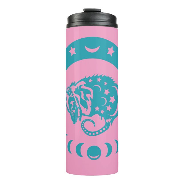 Celestial Cjüngsten Moon Possum Whimsical Nature Thermosbecher (Vorderseite)