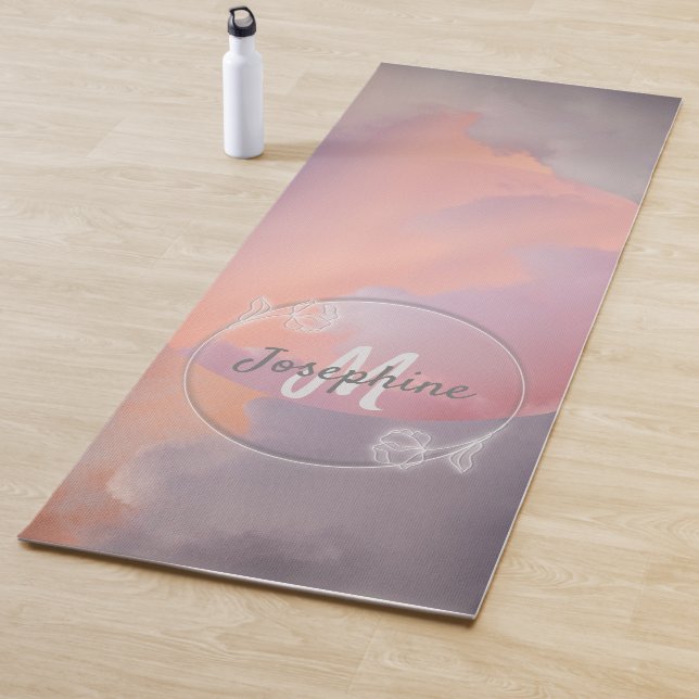 Celestial Cloud Monogram Sunset Elegant Cool Chic Yogamatte (Beispiel)