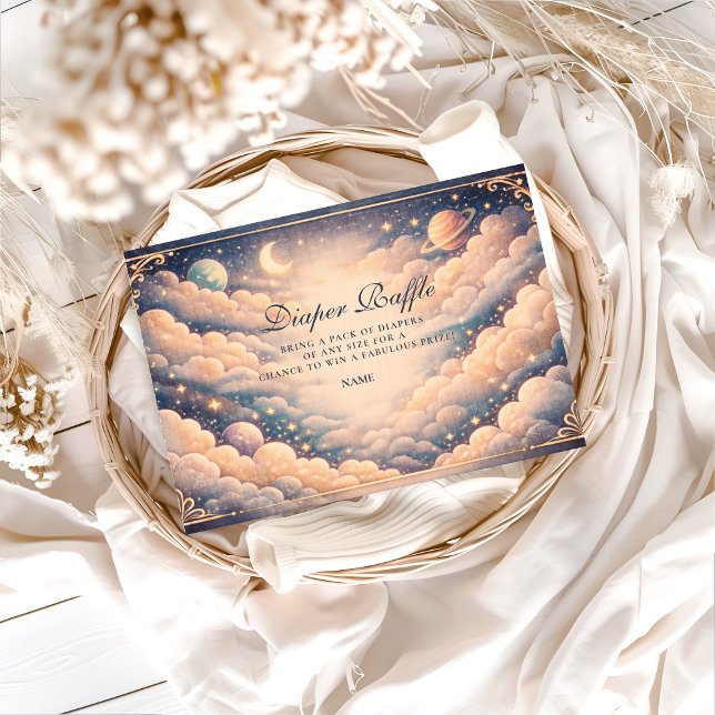 Celestial Clouds Stars Baby Shower Diapper Raffle Begleitkarte (Von Creator hochgeladen)