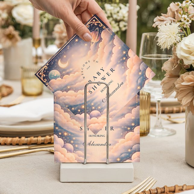 Celestial Clouds Stars Baby Shower Serviette (Von Creator hochgeladen)