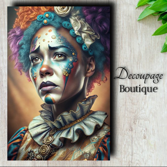 Celestial Clown Decoupage Seidenpapier (Celestial Clown Decoupage Tissue Paper)