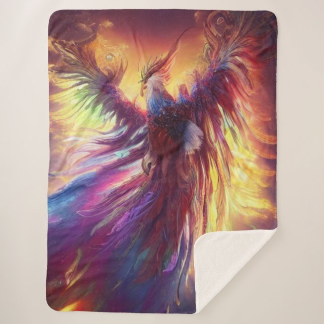Celestial Colorful Phoenix Sherpa Blanket Sherpadecke (Vorderseite)