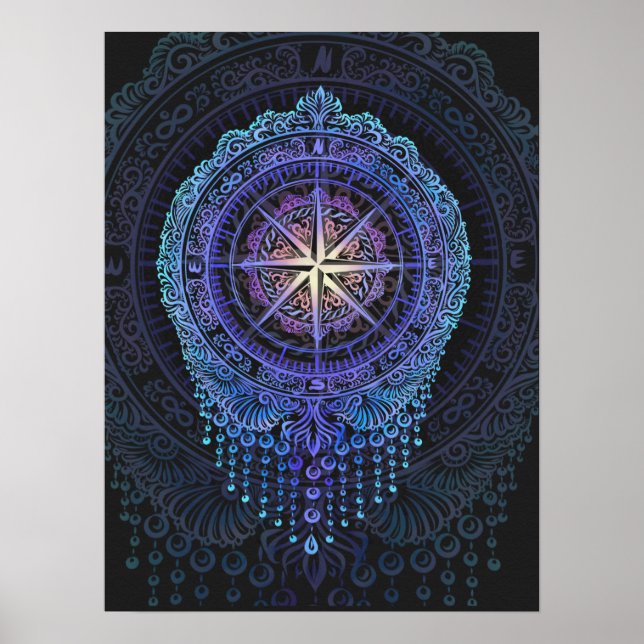 Celestial Compass Mandala Poster (Vorne)
