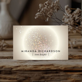 Celestial Confetti Glow Gold Eventplaner Visitenkarte