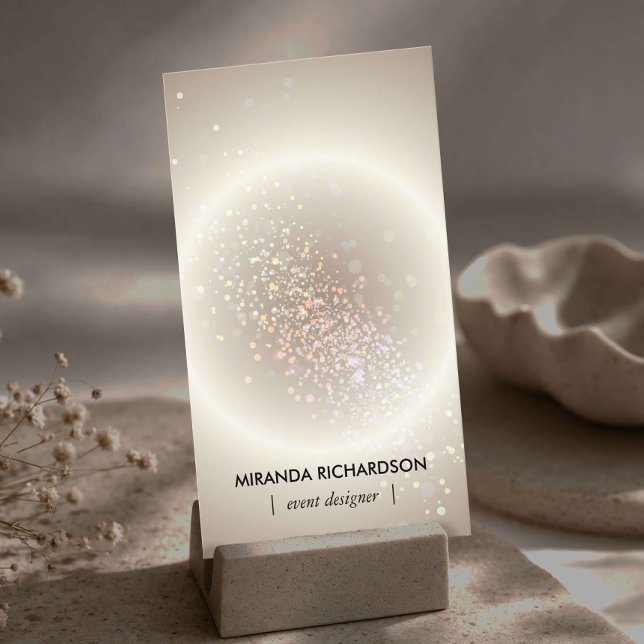Celestial Confetti Glow Gold Vertikal Visitenkarte (Von Creator hochgeladen)