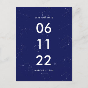 Celestial Constellation Blue Stars Save the Date Postkarte