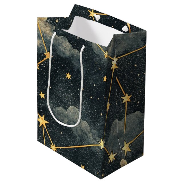 Celestial Constellation Star Pattern (1) Mittlere Geschenktüte (Vorderseite Schrägansicht)