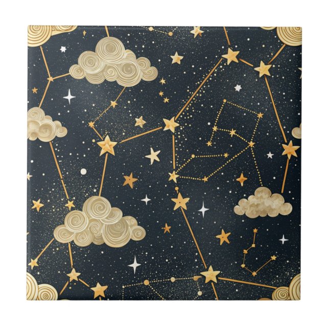 Celestial Constellation Star Pattern (2) Fliese (Vorderseite)