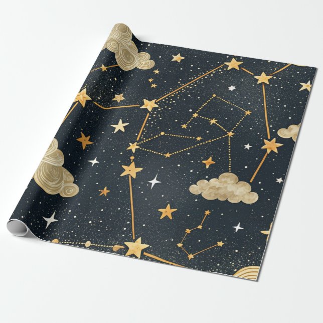 Celestial Constellation Star Pattern (2) Geschenkpapier (Ungerollt)