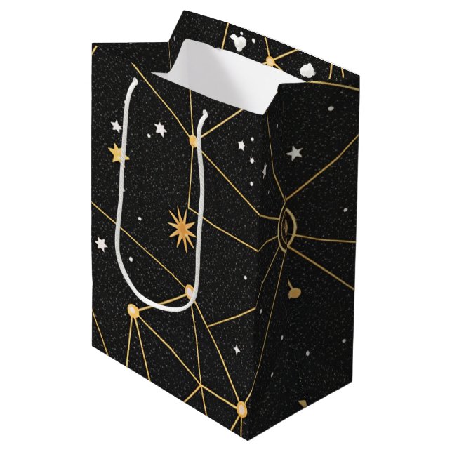 Celestial Constellation Star Pattern (3) Mittlere Geschenktüte (Vorderseite Schrägansicht)