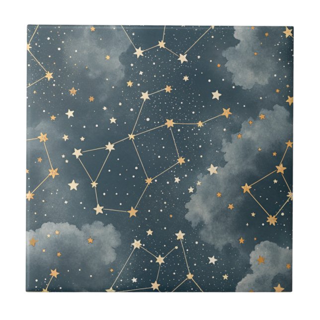 Celestial Constellation Star Pattern (5) Fliese (Vorderseite)