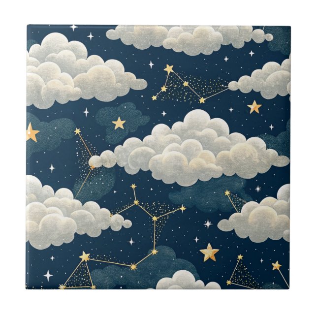 Celestial Constellation Star Pattern (6) Fliese (Vorderseite)