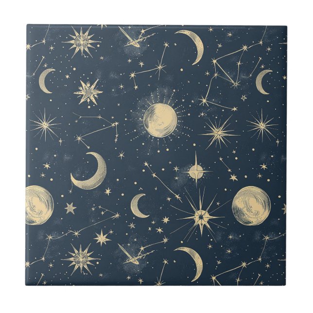 Celestial Constellation - Starry Night (3) Fliese (Vorderseite)