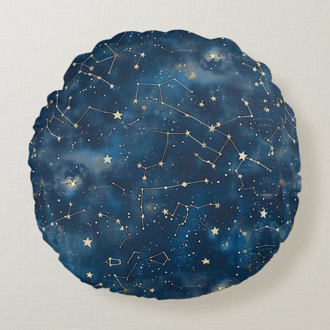 Celestial Constellation - Starry Night (6) Rundes Kissen (Vorderseite)