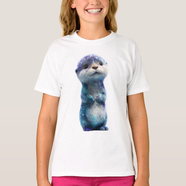 Celestial Cosmic Galaxy Otter Kids T-Shirt (Vorderseite)