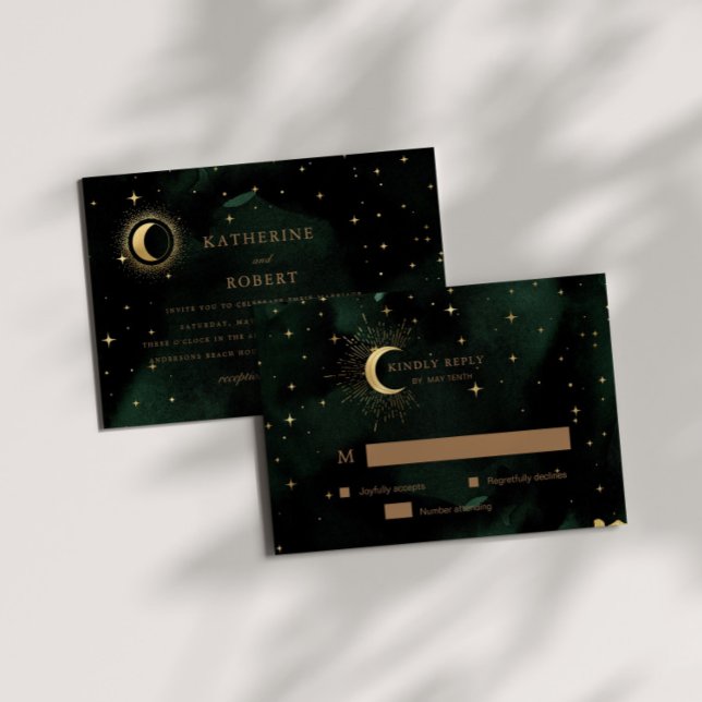 Celestial Crescent Moon Gold UAWG Response Card RSVP Karte (Von Creator hochgeladen)