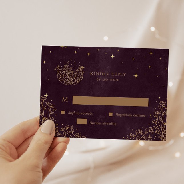 Celestial Crescent Moon Gold UAWG Response Card RSVP Karte (Von Creator hochgeladen)
