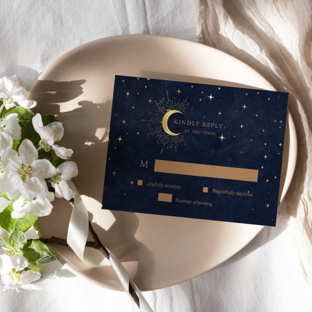 Celestial Crescent Moon Gold UAWG Response Card RSVP Karte (Von Creator hochgeladen)