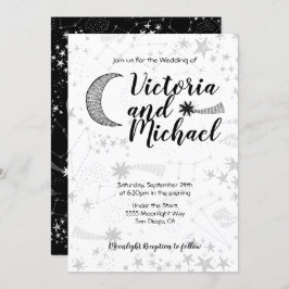 Celestial Cresent Moon Wedding Einladungen