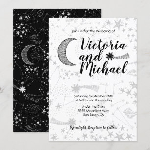 Celestial Cresent Moon Wedding Einladungen