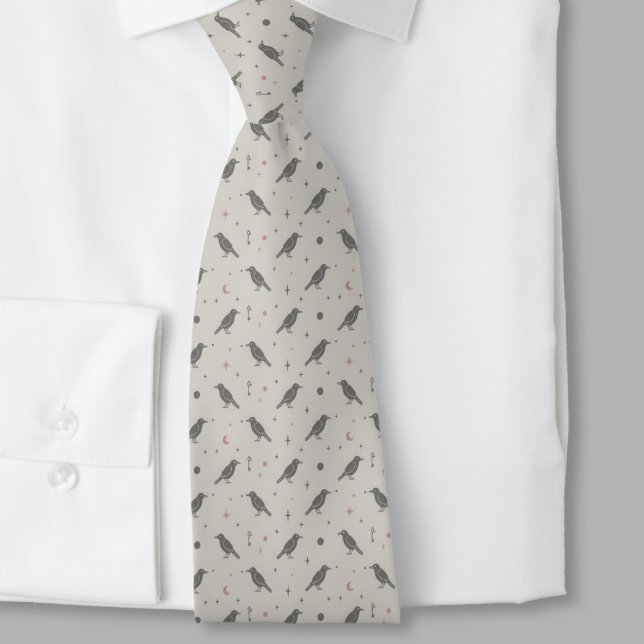 Celestial Crow Dark Academia Krawatte (Whimsigoth raven necktie)