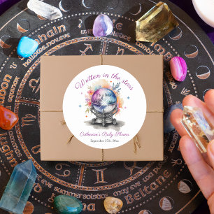 Celestial Crystal Ball Astrology Babydusche Runder Aufkleber
