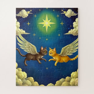 Celestial Dance of Winged Cats Children's Puzzle