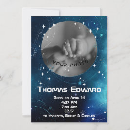 Celestial Deep Blue Outer Space Neugeborene Ankündigung