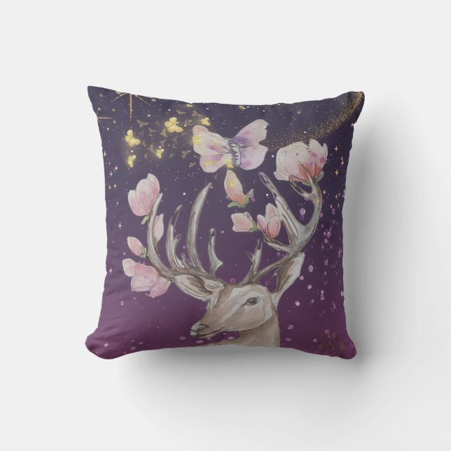 Celestial Deer Boganhues Print Kissen (Vorderseite)
