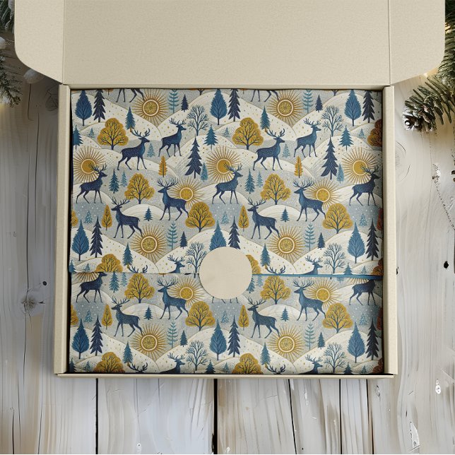 Celestial Deer Winter Mountains Seidenpapier (Von Creator hochgeladen)
