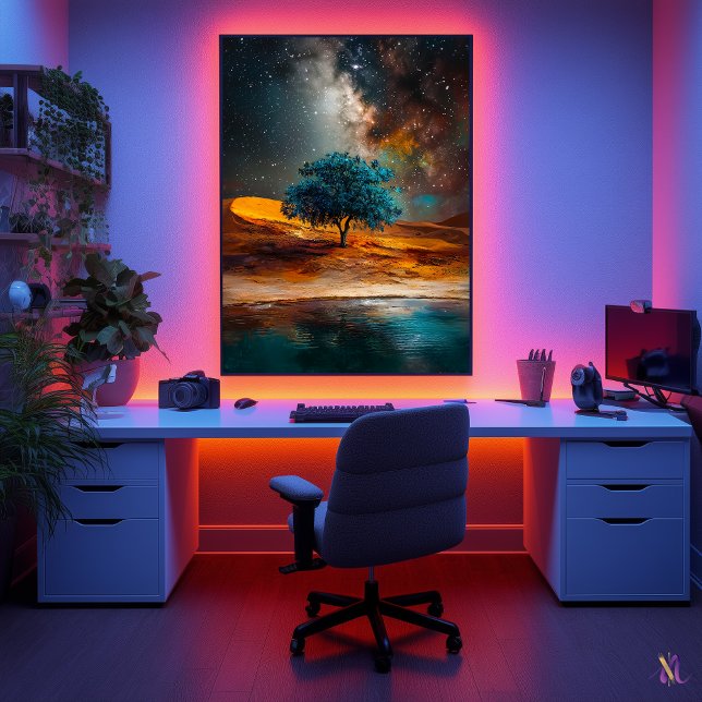 Celestial Desert - einsamer Baum unter der Milchst Poster (Von Creator hochgeladen)
