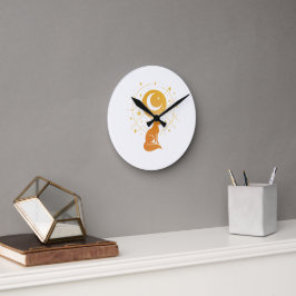 Celestial Desert Fox - Moon and Stars Cosmic Runde Wanduhr