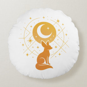 Celestial Desert Fox - Moon and Stars Cosmic Rundes Kissen