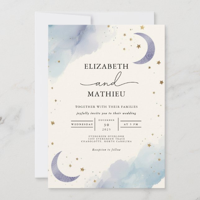 Celestial Dream Bloom Wedding Einladung (Vorderseite)