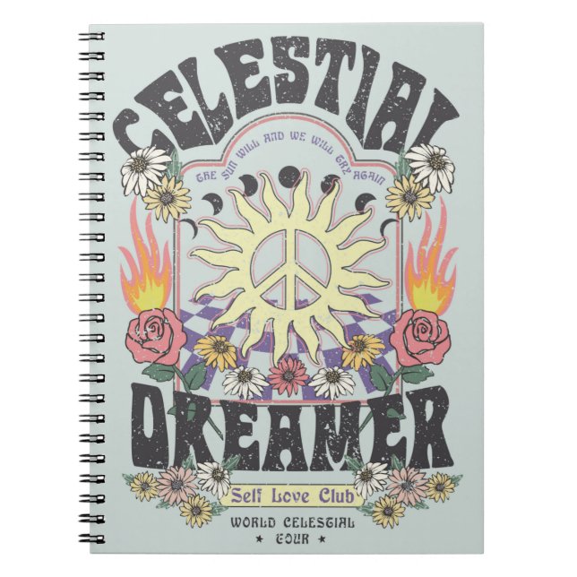 CELESTIAL DREAMER SUN ROSE TSHIRT Grafikdesign Notizblock (Vorderseite)
