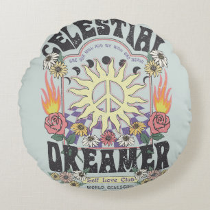 CELESTIAL DREAMER SUN ROSE TSHIRT Grafikdesign Rundes Kissen