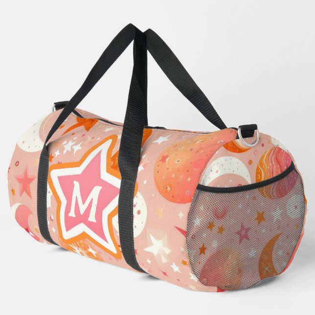 Celestial Dreams Orange und Pink Monogram Duffle Bag (Rechte Ecke)