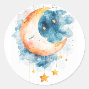 Celestial Dreams Watercolor Runder Aufkleber