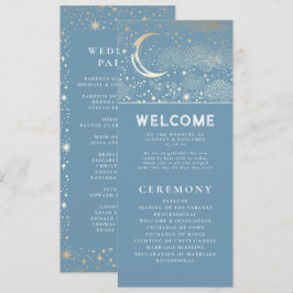 Celestial Dusty Blue and Gold Wedding Programs Programm