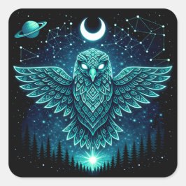 Celestial Eagle – Stellar Freedom Wildlife Galaxy  Quadratischer Aufkleber