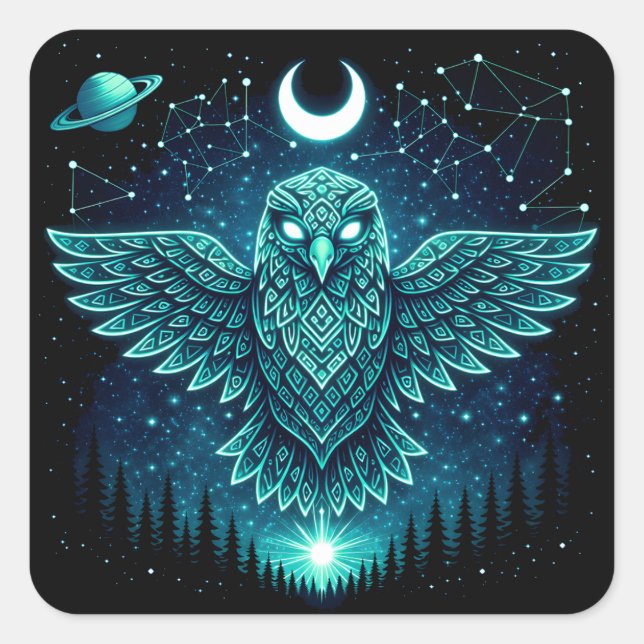 Celestial Eagle – Stellar Freedom Wildlife Galaxy  Quadratischer Aufkleber (Vorderseite)