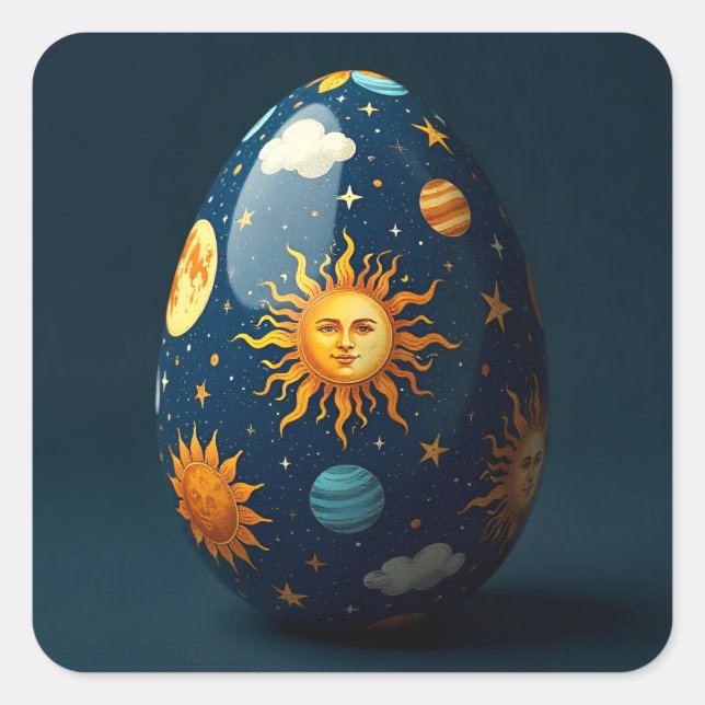 Celestial Easter Egg Quadratischer Aufkleber (Vorderseite)