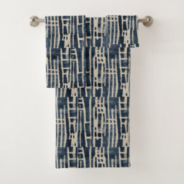 Celestial Echoes in Cloth Shibori Japanisch Badhandtuch Set