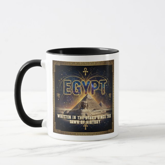 Celestial Egypt Sphinx Pyramids Galaxy Poster Tasse (Links)