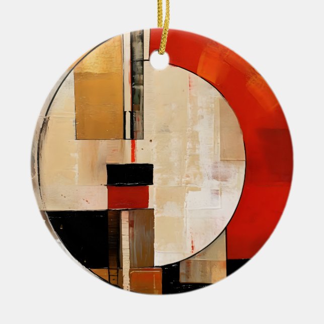 Celestial Elegance: Abstrakte Erkundung in Beige Keramik Ornament (Vorne)