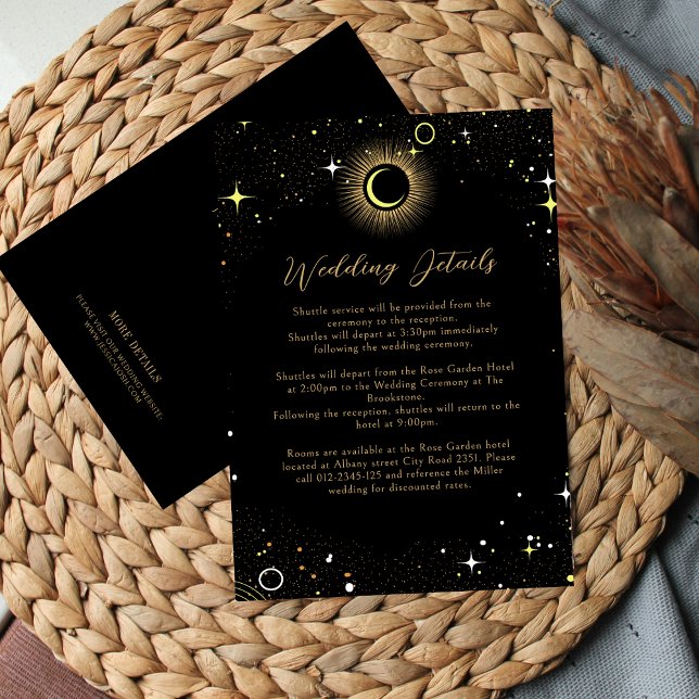 Celestial Elegant Black Wedding Begleitkarte (Von Creator hochgeladen)