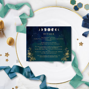 Celestial Elegant Blue, Navy Green Wedding Details Begleitkarte